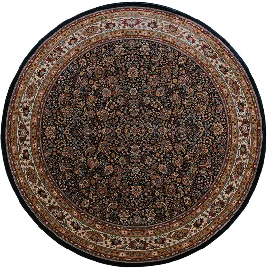 8' Blue And Red Oriental Round Rug Photo 5
