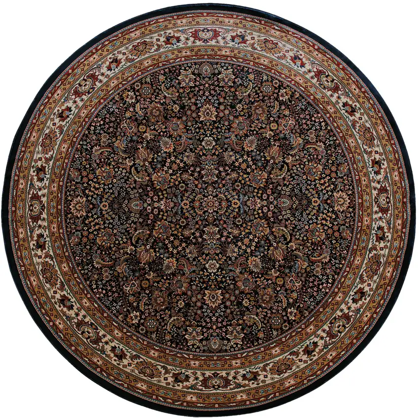 8' Blue And Red Oriental Round Rug Photo 5