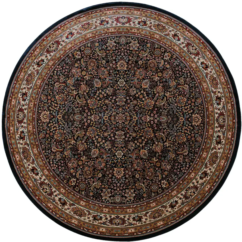 8' Blue And Red Oriental Round Rug Photo 2