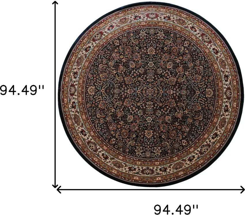 8' Blue And Red Oriental Round Rug Photo 3