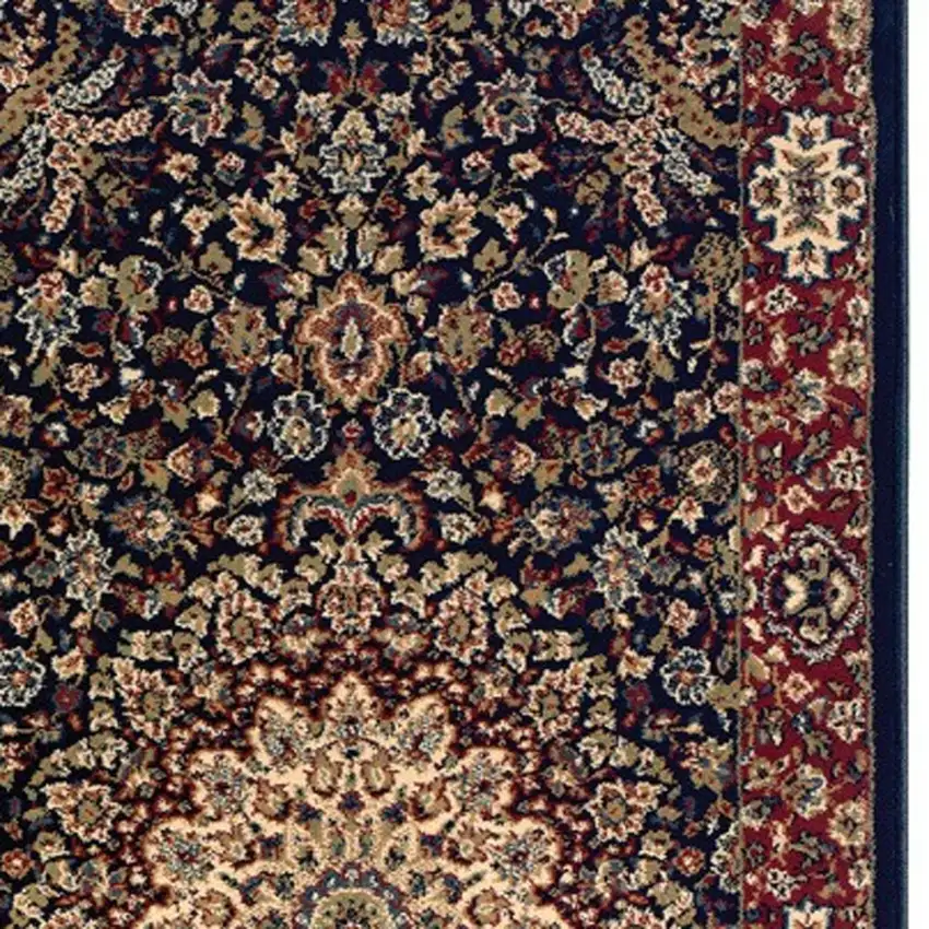 8' Blue And Red Oriental Runner Rug Photo 4