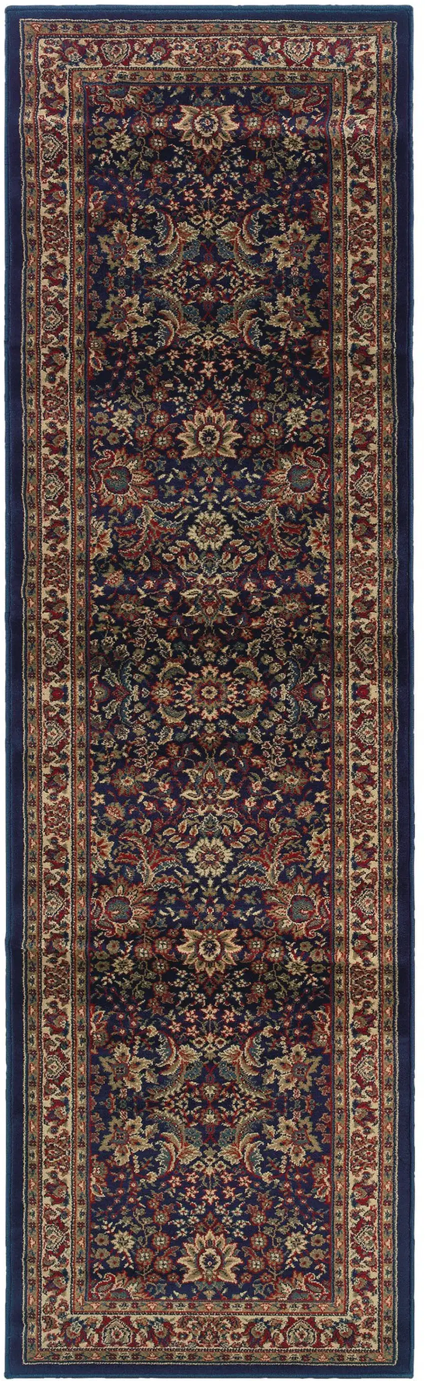 8' Blue And Red Oriental Runner Rug Photo 4