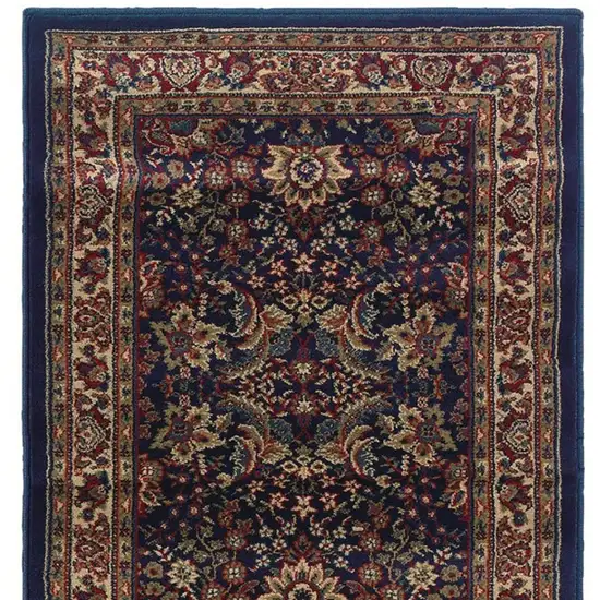 8' Blue And Red Oriental Runner Rug Photo 5