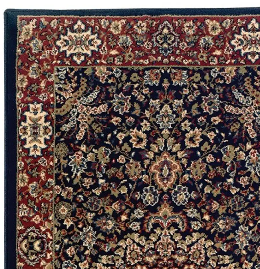 9' Blue And Red Oriental Runner Rug Photo 4
