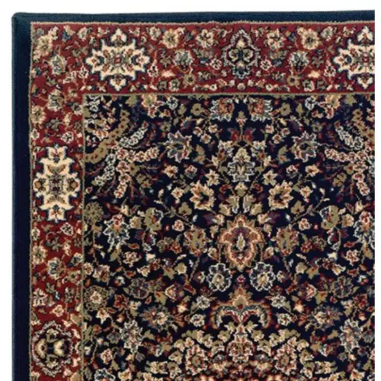 9' Blue And Red Oriental Runner Rug Photo 4