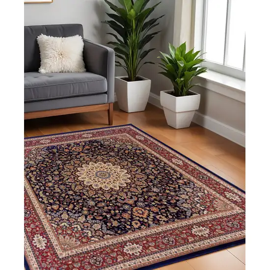 8' Blue And Red Oriental Square Rug Photo 1