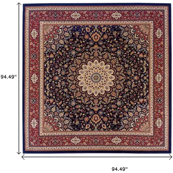8' Blue And Red Oriental Square Rug Photo 6