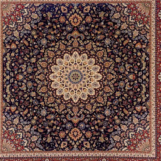 8' Blue And Red Oriental Square Rug Photo 5