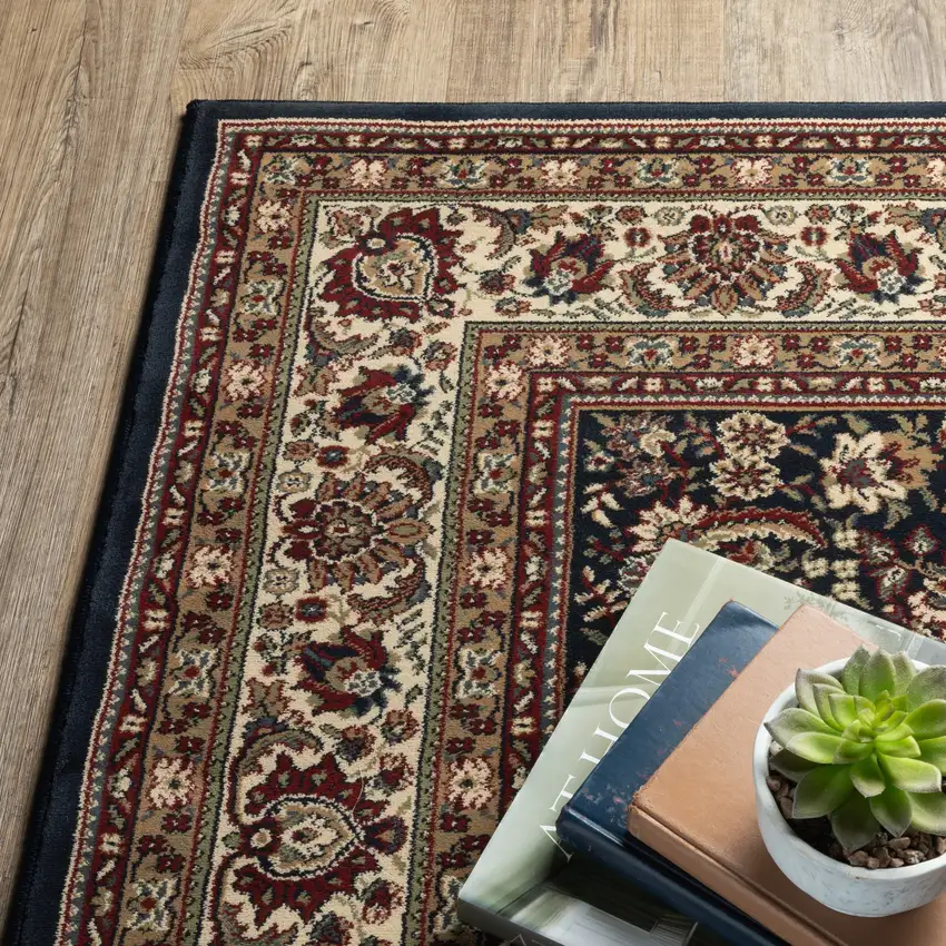 8' Blue And Red Oriental Square Rug Photo 6