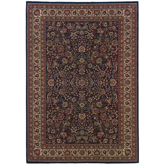 8' Blue And Red Oriental Square Rug Photo 3