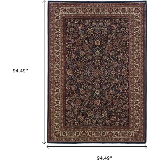 8' Blue And Red Oriental Square Rug Photo 7