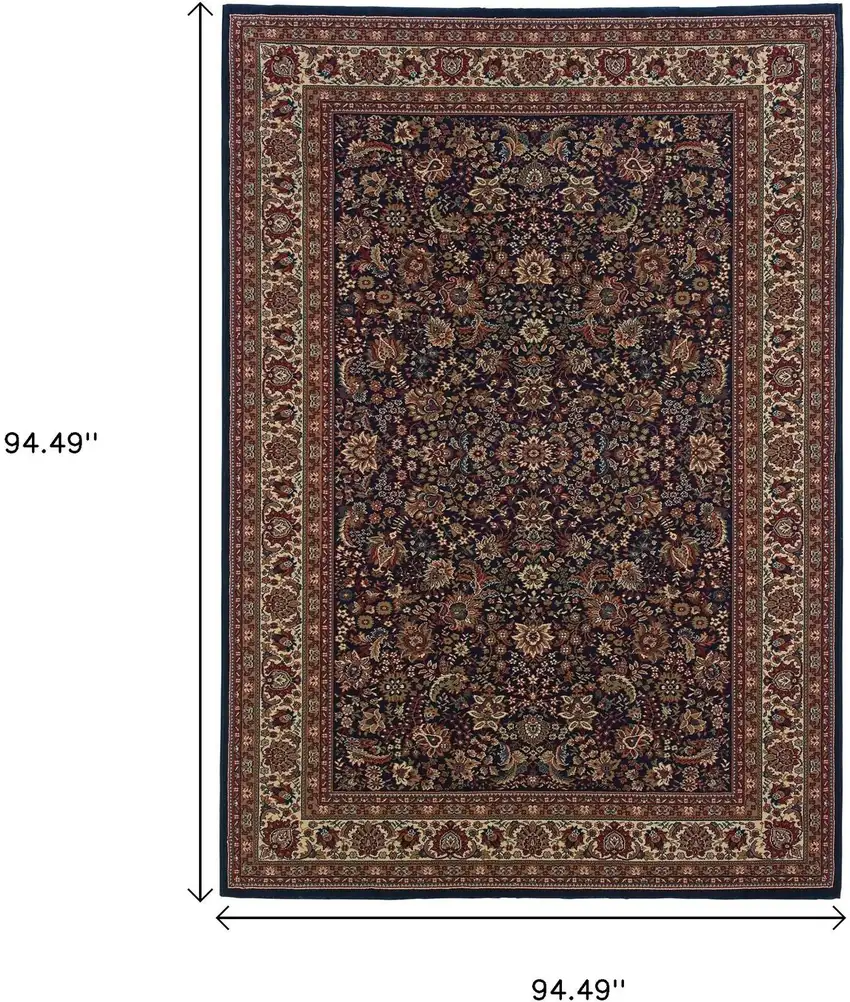 8' Blue And Red Oriental Square Rug Photo 7