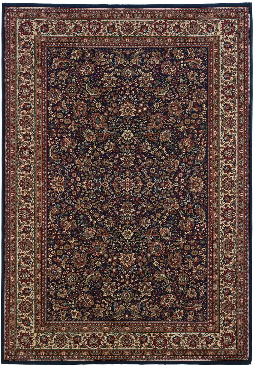 8' Blue And Red Oriental Square Rug Photo 2