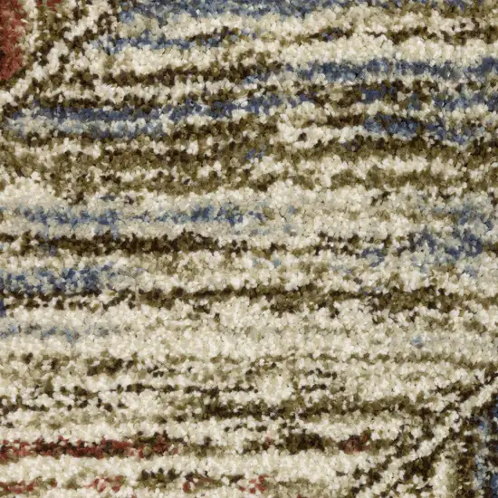 7' Blue And Rust Geometric Runner Rug Photo 7
