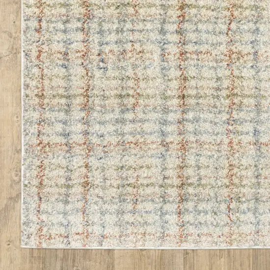 7' Blue And Rust Plaid Runner Rug Photo 9