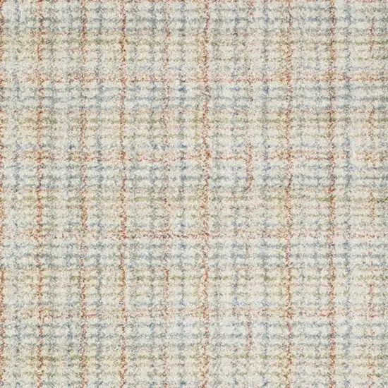 7' Blue And Rust Plaid Runner Rug Photo 3