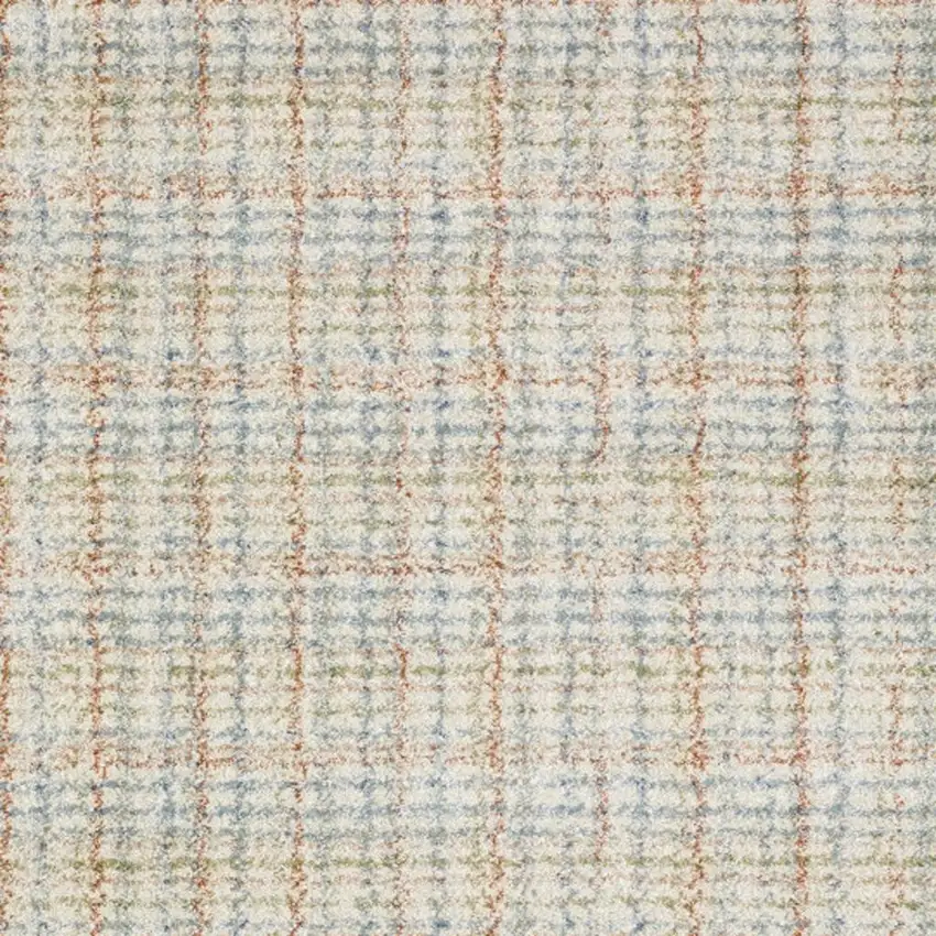 7' Blue And Rust Plaid Runner Rug Photo 3