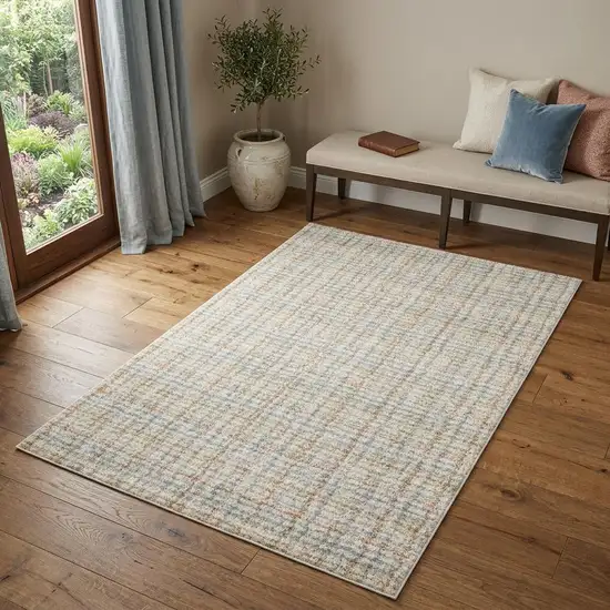 7' Blue And Rust Plaid Runner Rug Photo 1