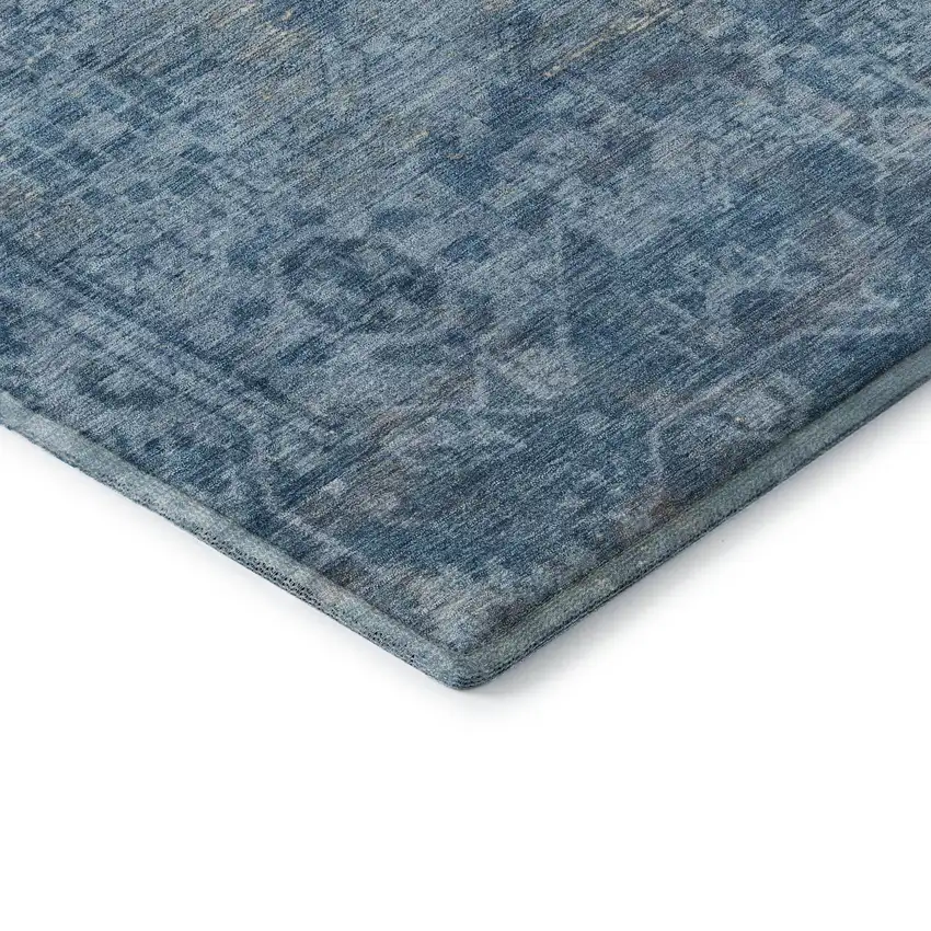 8' Blue And Silver Oriental Washable Area Rug With UV Protection Photo 7