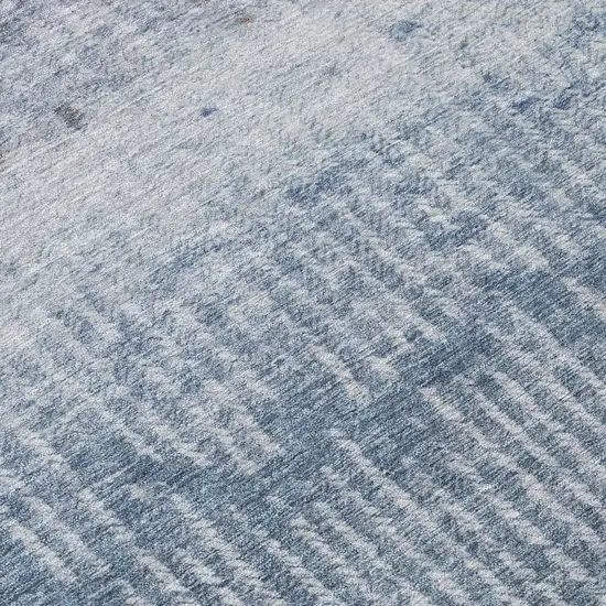 8' Blue And Silver Round Abstract Washable Indoor Outdoor Area Rug Photo 4