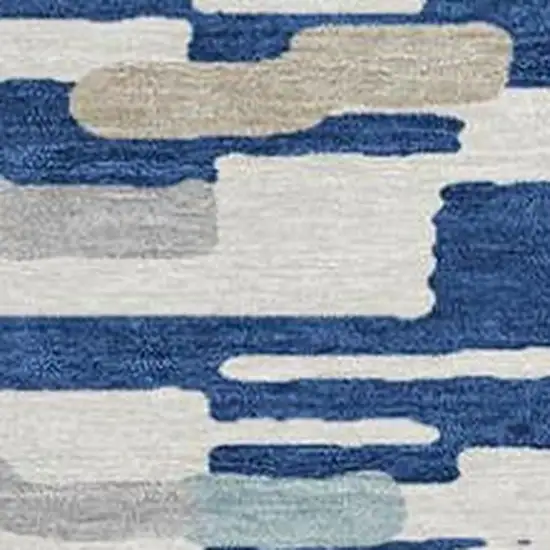 8' Blue And Silver Round Geometric Washable Indoor Outdoor Area Rug Photo 3