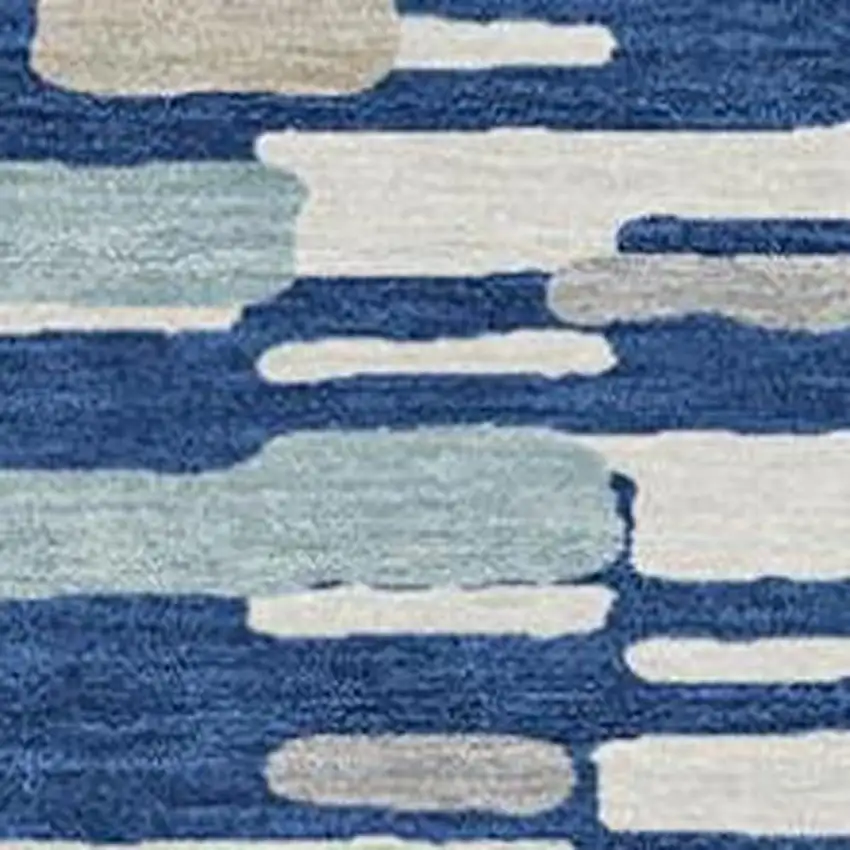 8' Blue And Silver Round Geometric Washable Indoor Outdoor Area Rug Photo 2