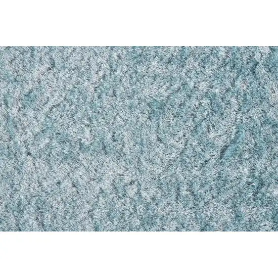 6' Blue And Silver Shag Tufted Handmade Runner Rug Photo 5