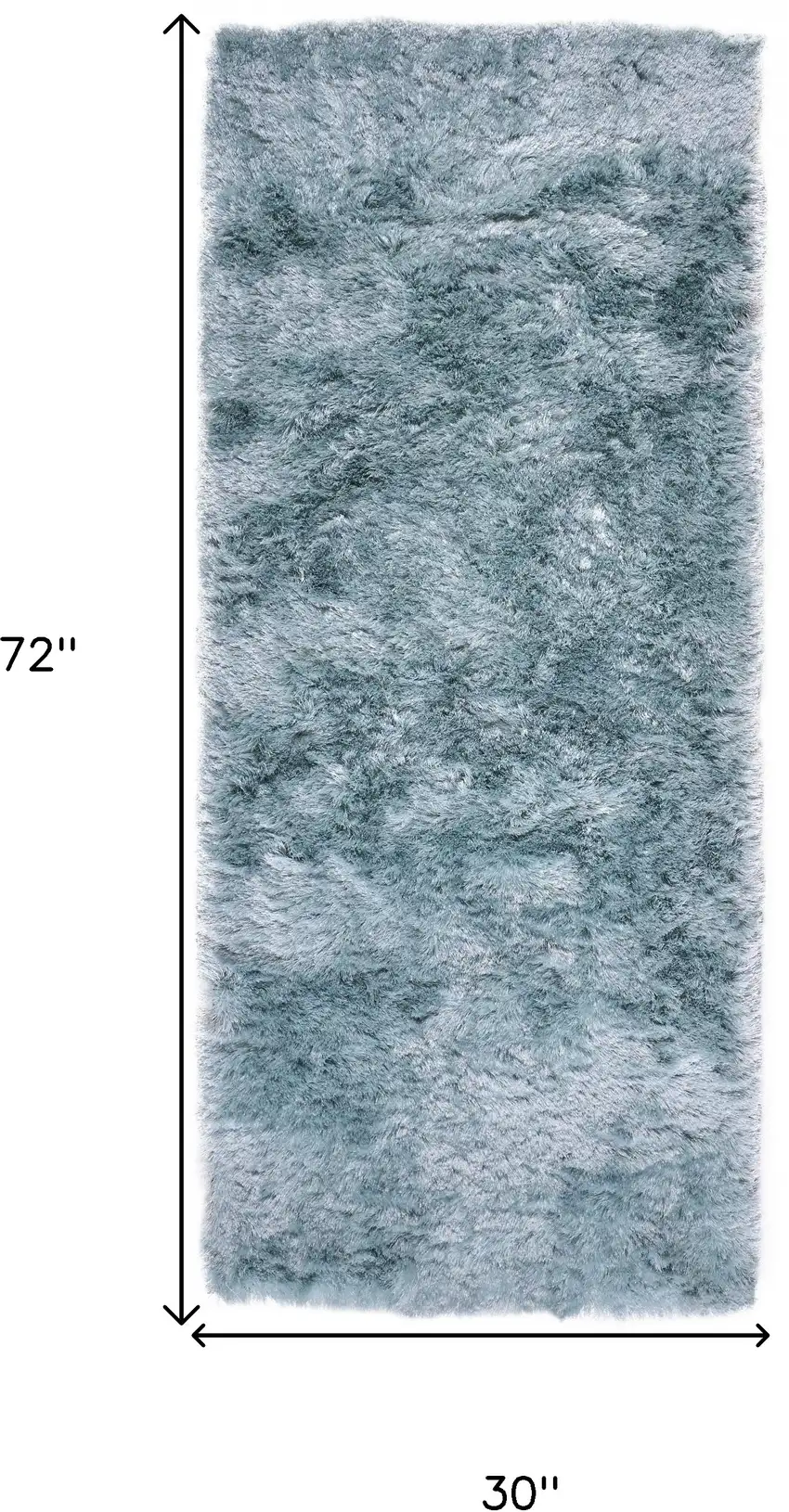 6' Blue And Silver Shag Tufted Handmade Runner Rug Photo 7