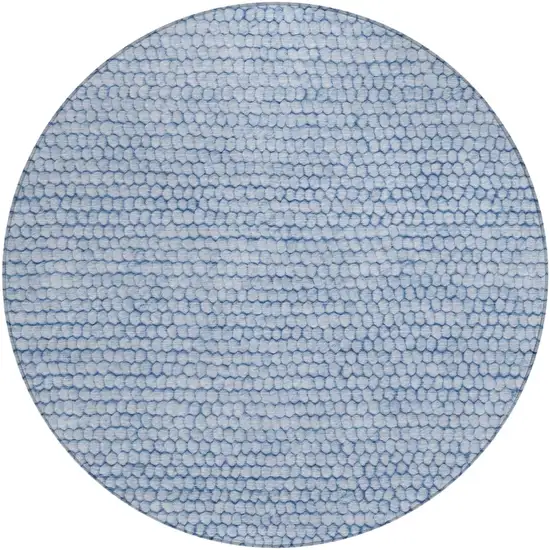8' Blue And Sky Blue Round Striped Washable Indoor Outdoor Area Rug Photo 2
