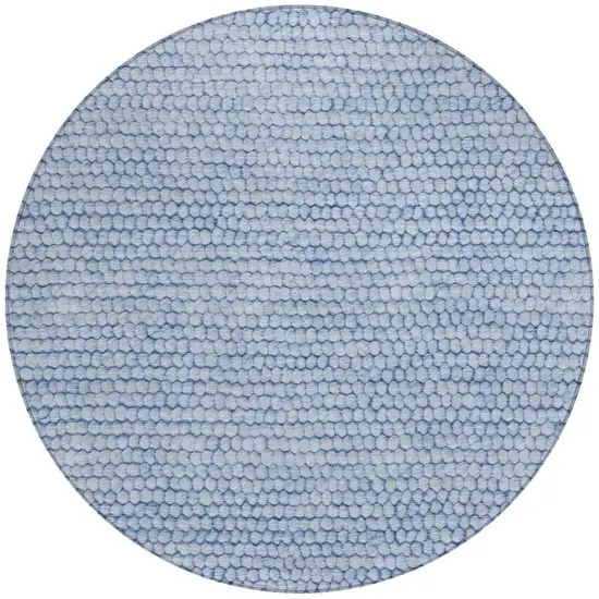 8' Blue And Sky Blue Round Striped Washable Indoor Outdoor Area Rug Photo 4