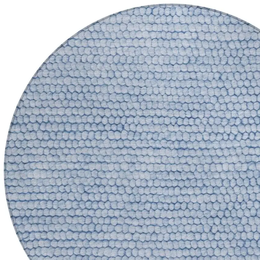 8' Blue And Sky Blue Round Striped Washable Indoor Outdoor Area Rug Photo 3
