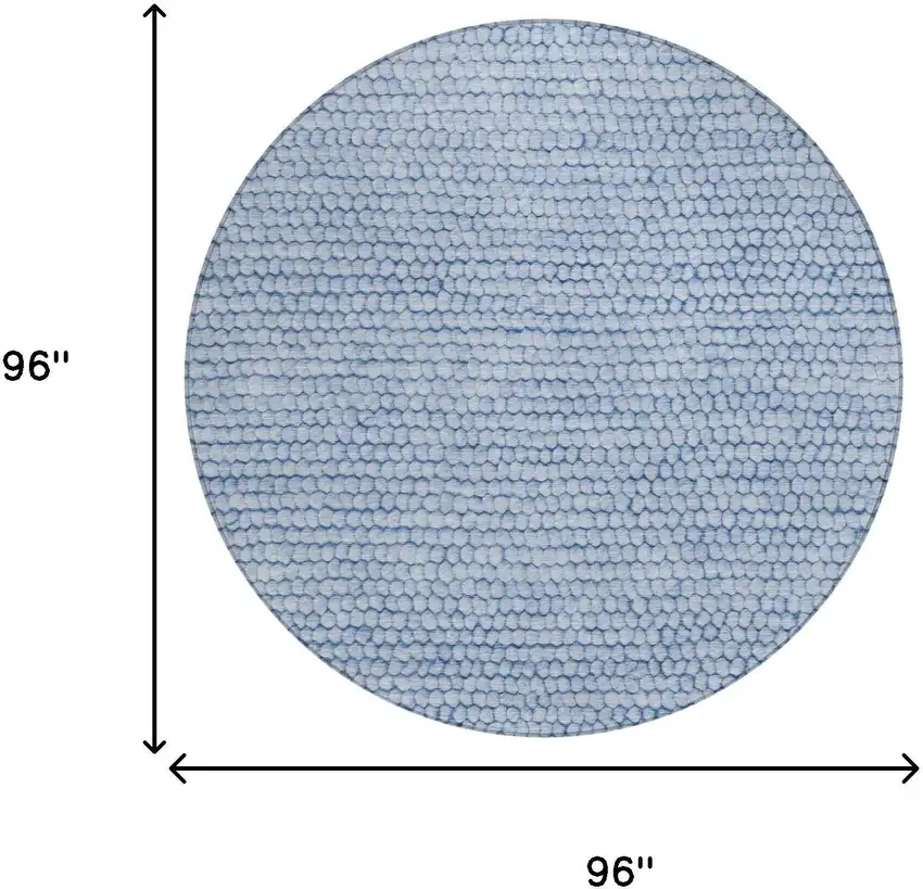 8' Blue And Sky Blue Round Striped Washable Indoor Outdoor Area Rug Photo 7