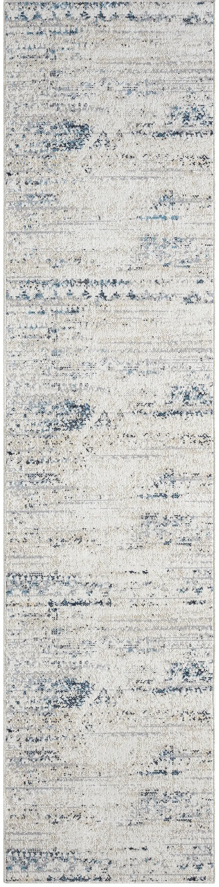 8' Blue And Sky Blue Tribal Distressed Washable Runner Rug Photo 1