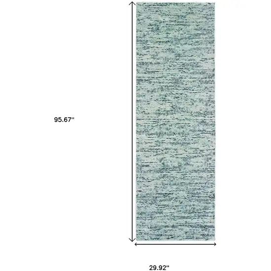 8' Blue And Teal Hand Tufted Runner Rug Photo 3