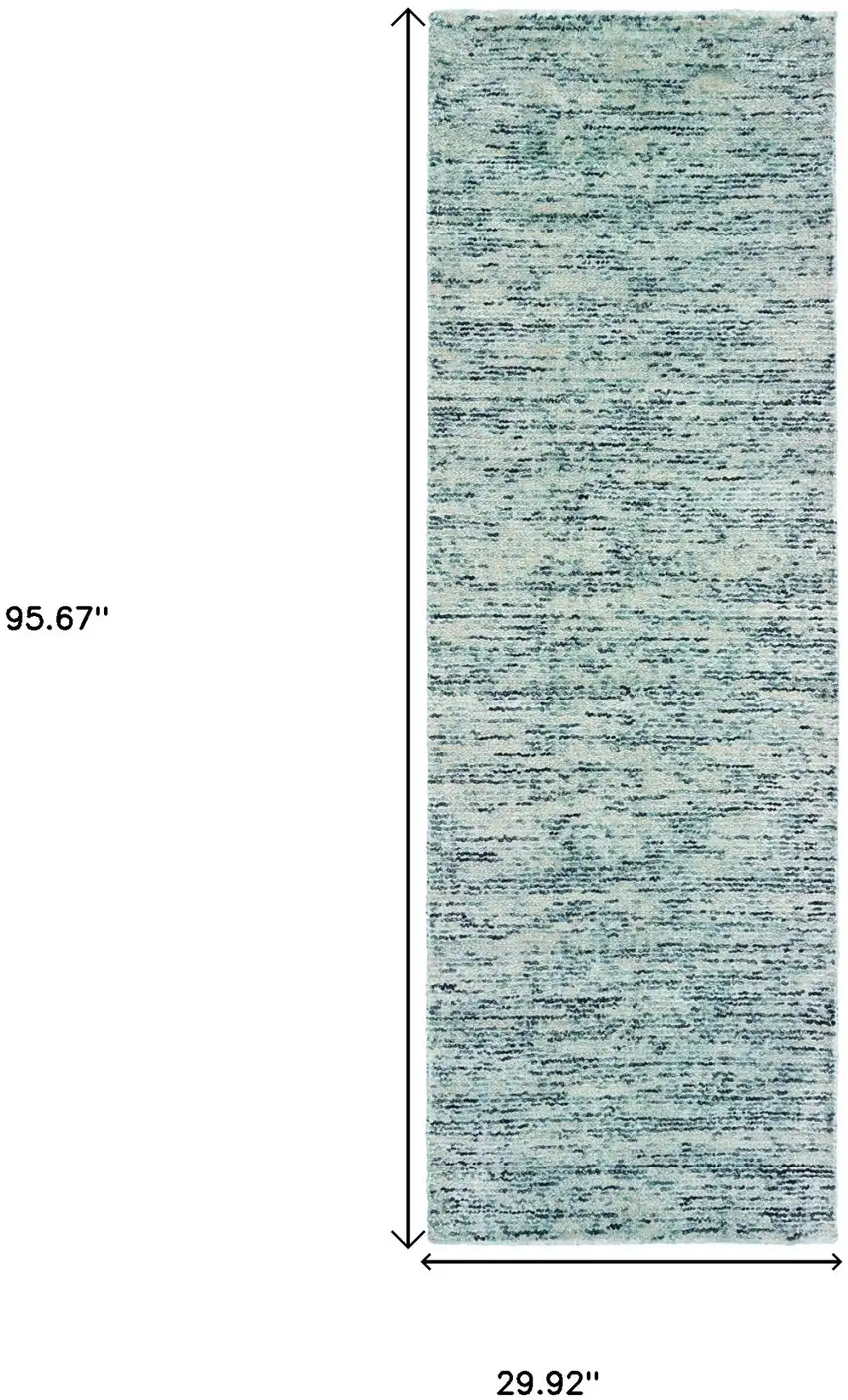 8' Blue And Teal Hand Tufted Runner Rug Photo 3