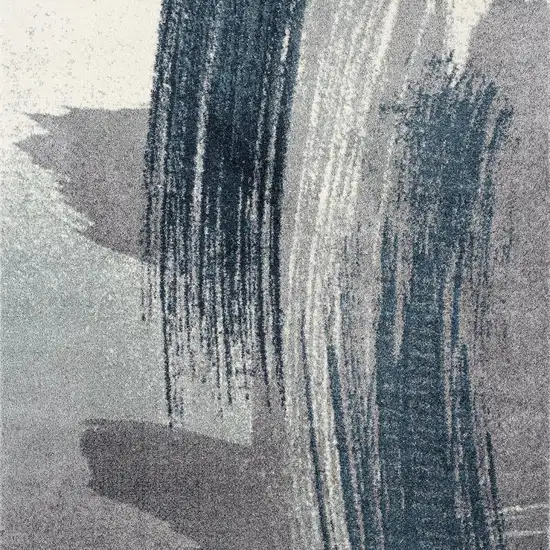 16' Blue And White Abstract Runner Rug Photo 9