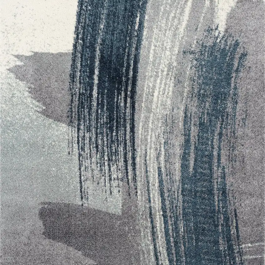 16' Blue And White Abstract Runner Rug Photo 9