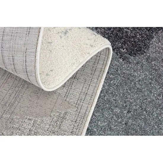 16' Blue And White Abstract Runner Rug Photo 4