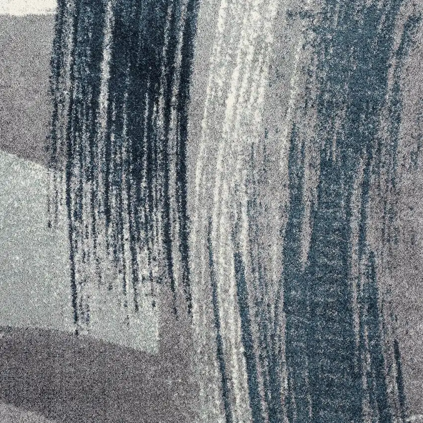 16' Blue And White Abstract Runner Rug Photo 9