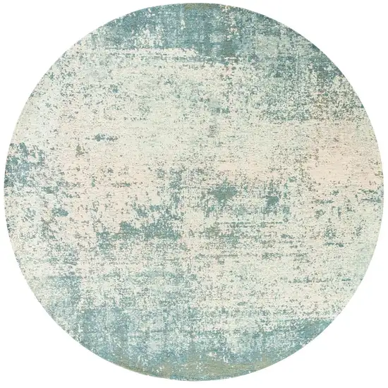 10' Blue And White Abstract Washable Round Rug With UV Protection Photo 3