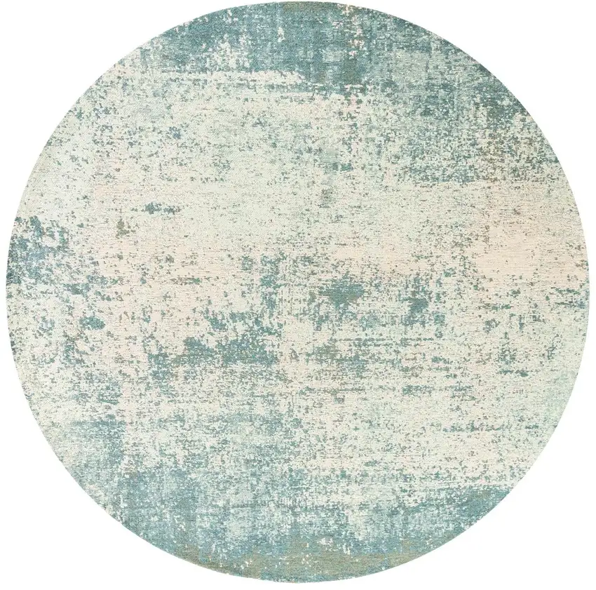 10' Blue And White Abstract Washable Round Rug With UV Protection Photo 3