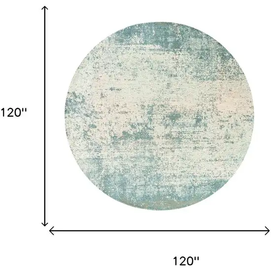 10' Blue And White Abstract Washable Round Rug With UV Protection Photo 5