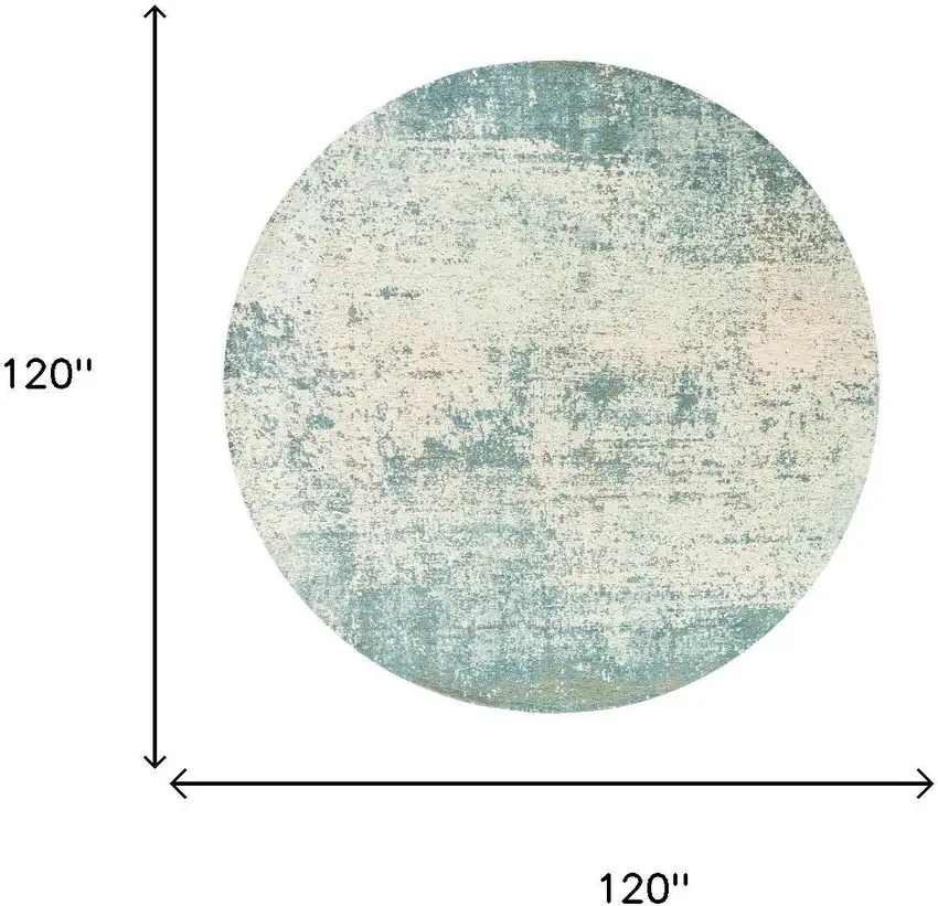 10' Blue And White Abstract Washable Round Rug With UV Protection Photo 5