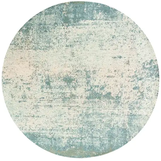 10' Blue And White Abstract Washable Round Rug With UV Protection Photo 4