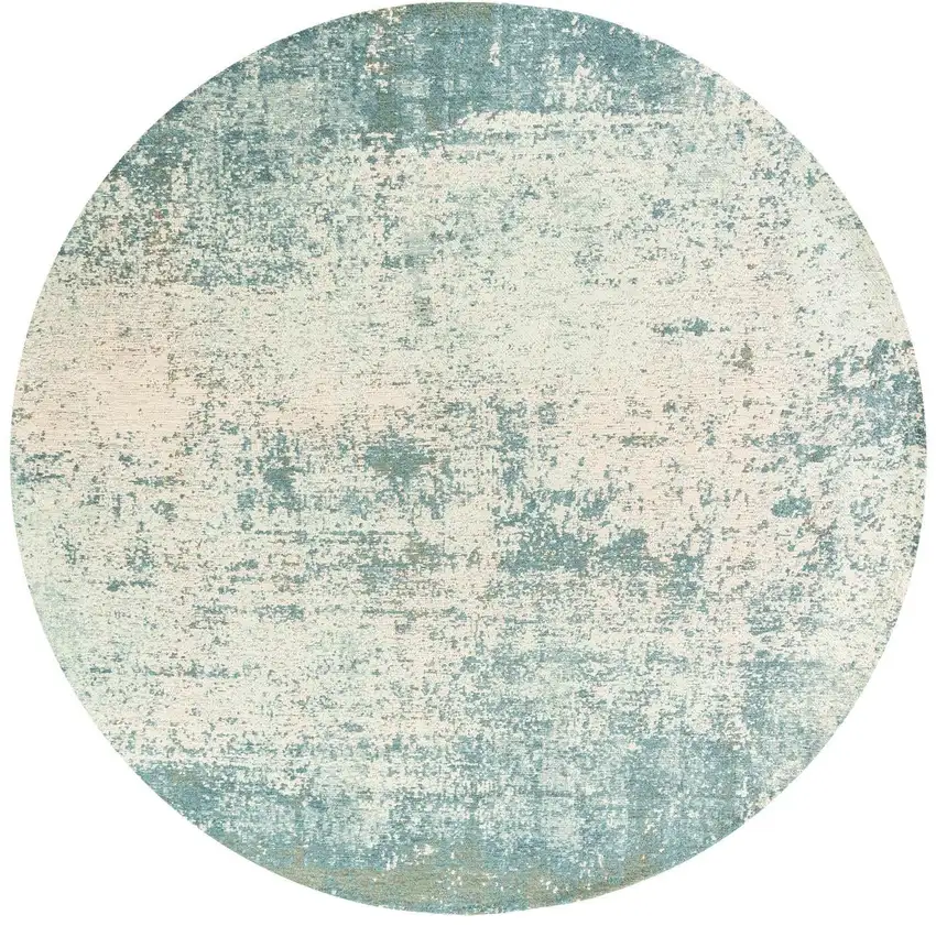 10' Blue And White Abstract Washable Round Rug With UV Protection Photo 4