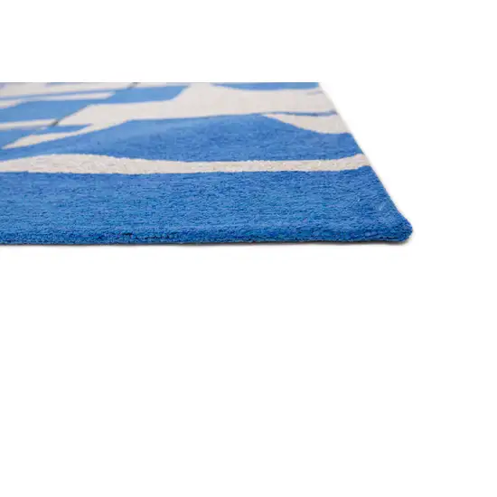 10' Blue And White Geometric Washable Runner Rug Photo 8