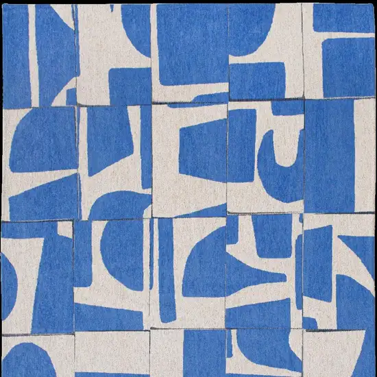 10' Blue And White Geometric Washable Runner Rug Photo 3