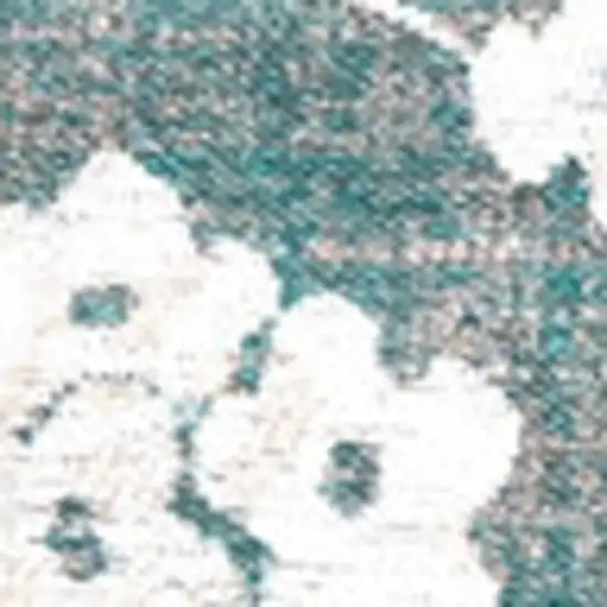 8' Blue And White Oriental Washable Round Rug With UV Protection Photo 3