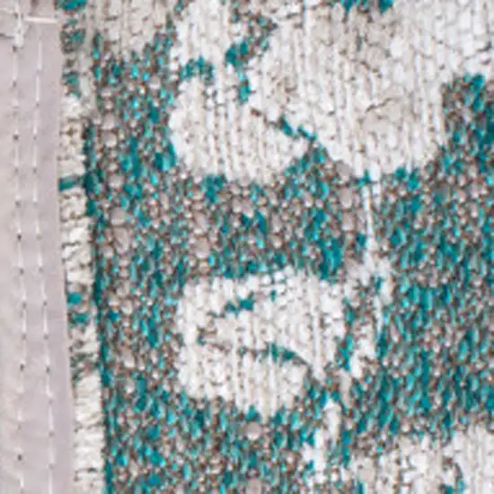 8' Blue And White Oriental Washable Round Rug With UV Protection Photo 8