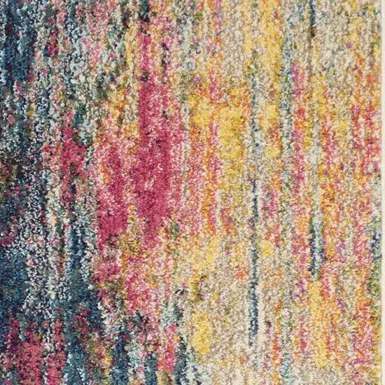 10' Blue And Yellow Abstract Runner Rug Photo 3